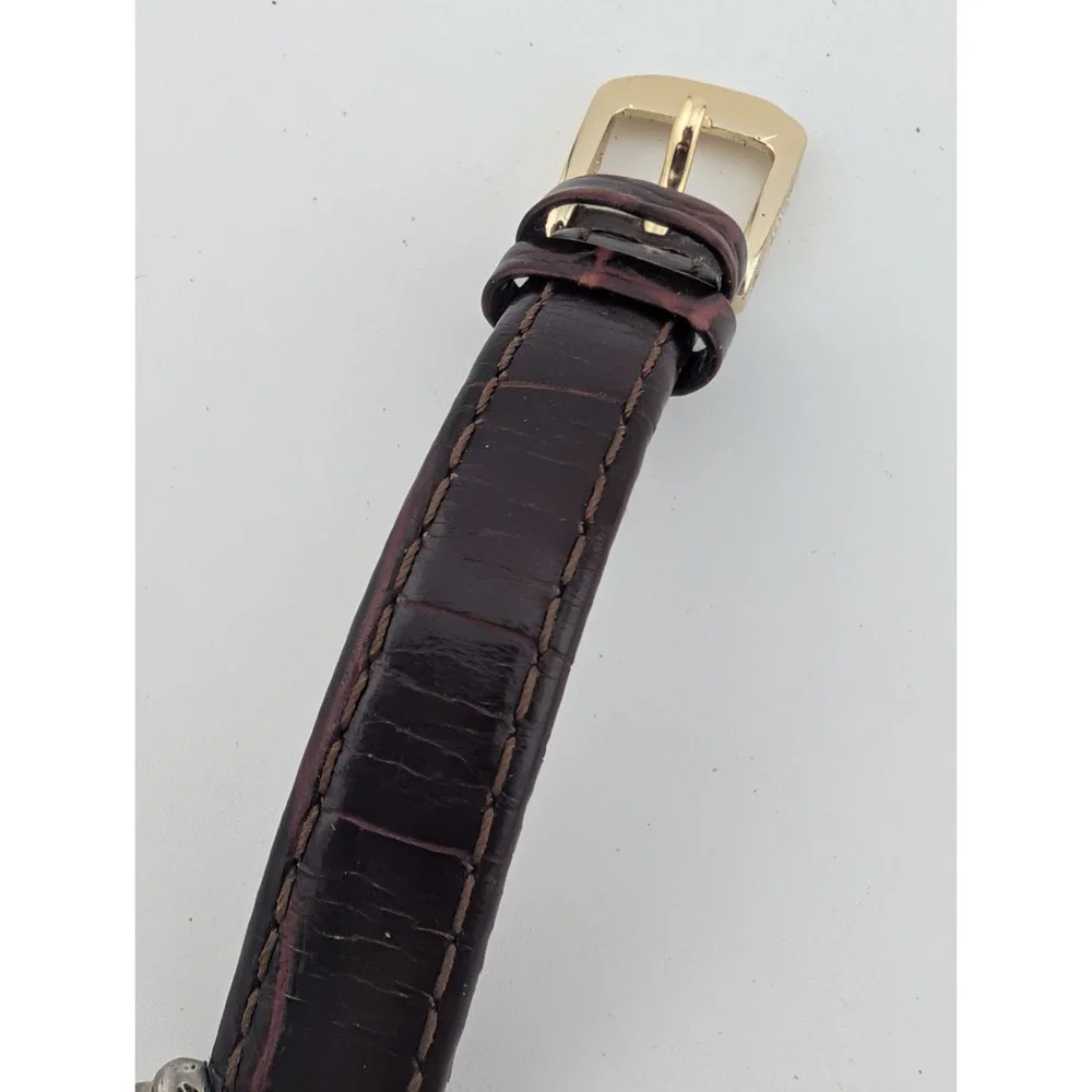 Vintage Arizona Jean Co Watch Women 26mm Case MOP Brown Leather Band New Battery